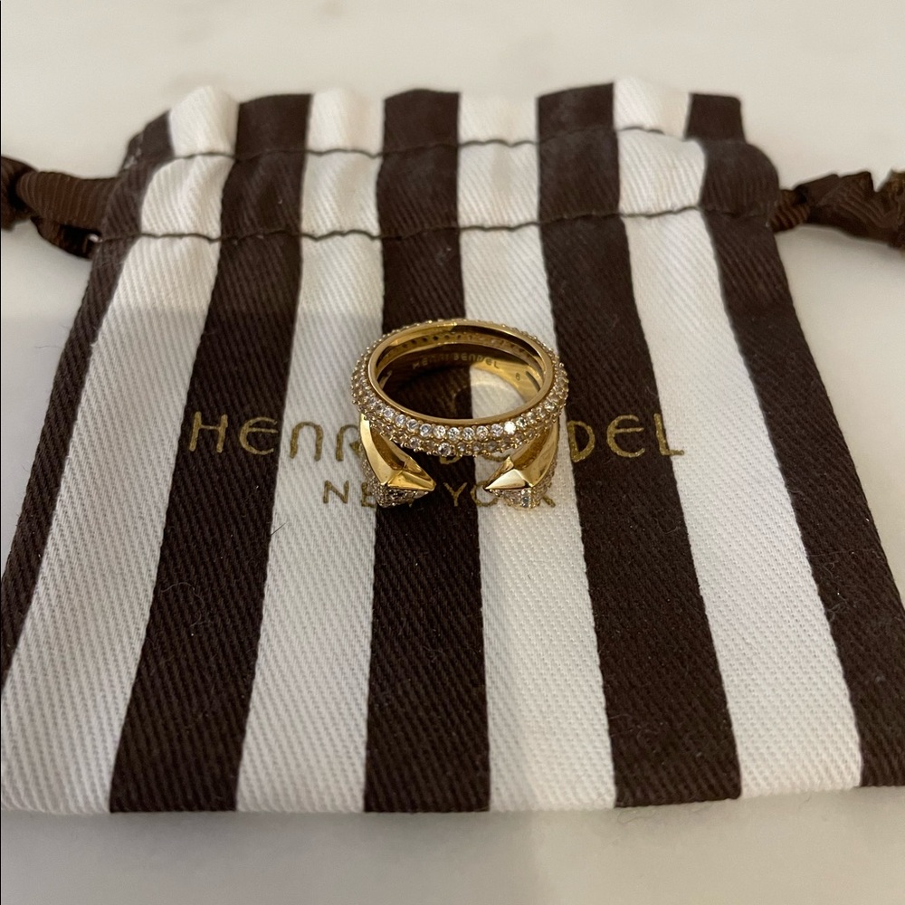 HENRI BENDEL gold platted double ring